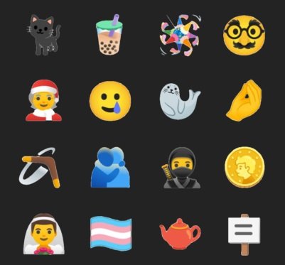 Alguns dos novos emoji no Gboard.