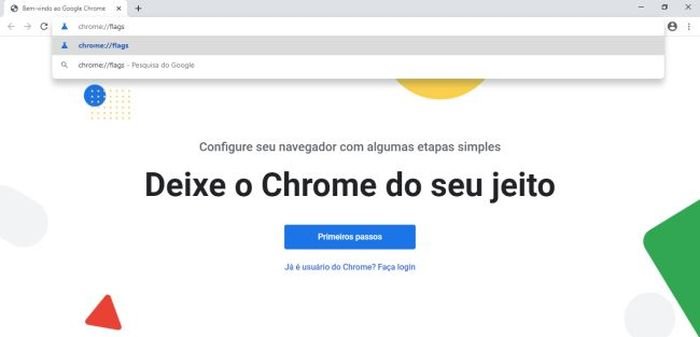 Acessando as configurações do browser.