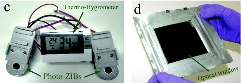 Protótipo que pode ser recarregada diretamente sob a luz solar. (Fonte: Royal Society of Chemistry/Divulgação)