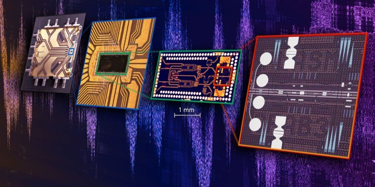O novo chip une componentes eletrônicos e fotônicos em um único invólucro. (Fonte: Ueli Koch/Divulgação)