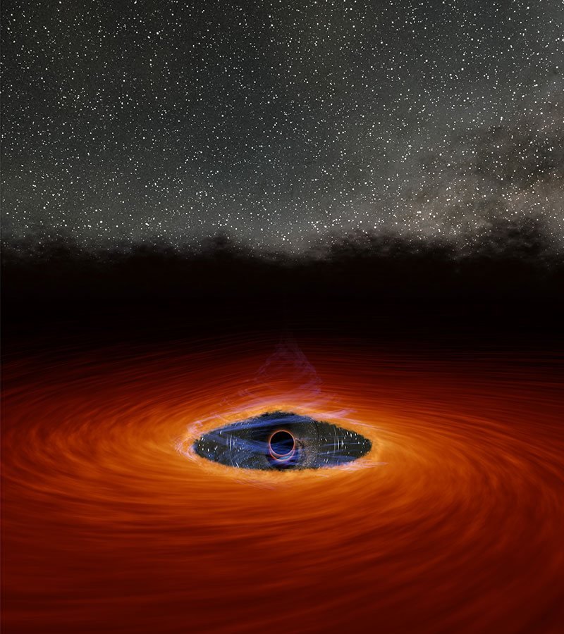 Os detritos da estrela capturada dispersaram parte do gás, fazendo com que a corona do buraco negro desaparecesse.
