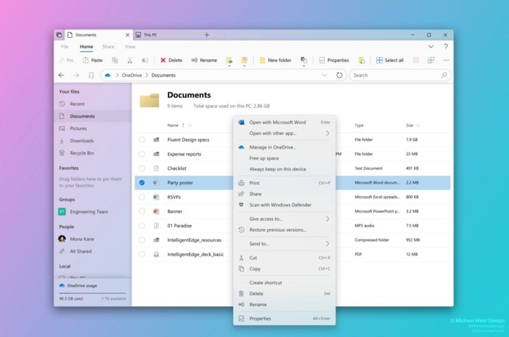 Explorador de Arquivos exibido mais recentemente. (Fonte: Microsoft/Divulgação)