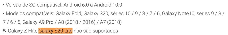 Página do app 'Gear 360' no Google Play lista celular não lançado da Samsung.