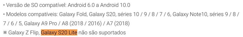Página do app 'Gear 360' no Google Play lista celular não lançado da Samsung.