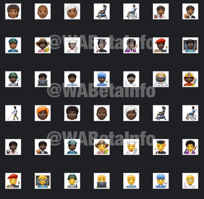 O novo pacote de emojis representa pessoas de diferentes etnias, além de adicionar várias profissões.