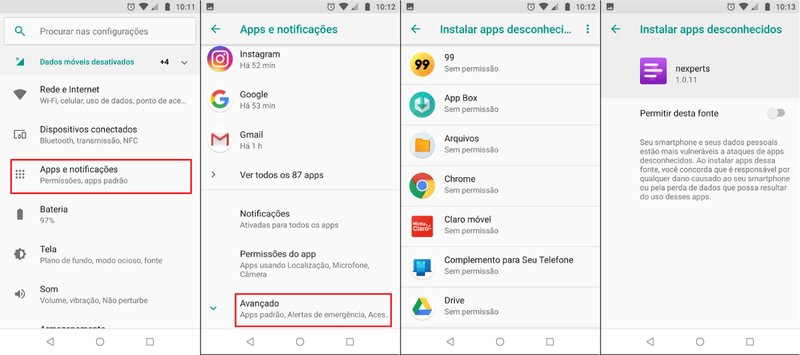 Ao acessar “Instalar Apps Desconhecidos”, busque pelo APK desejado.