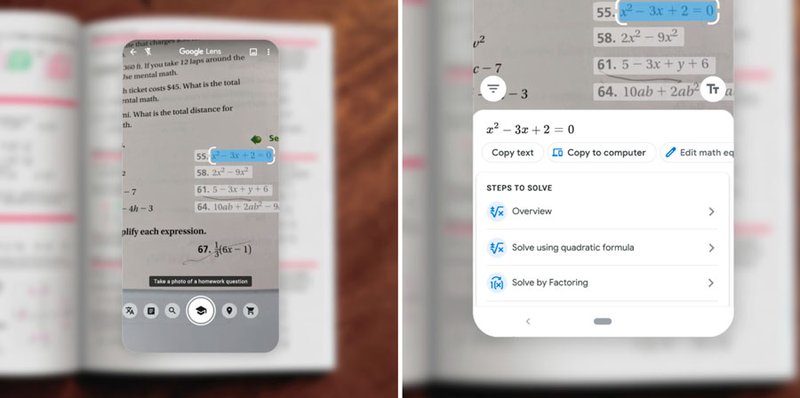 Ao reconhecer um cálculo, o Google Lens mostra como resolvê-lo