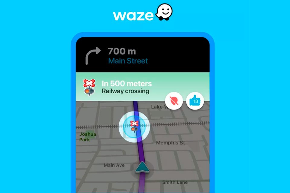 Waze utiliza um alerta em forma de placa ferroviária para avisar sobre cruzamentos