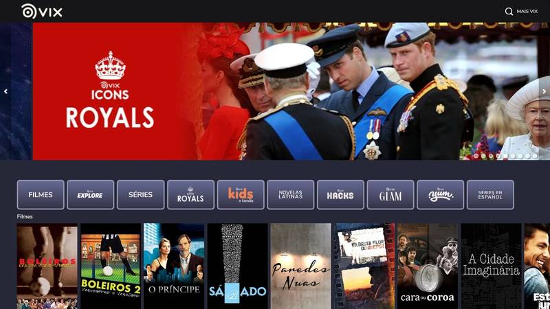 A interface da plataforma e um dos documentários disponíveis em destaque.