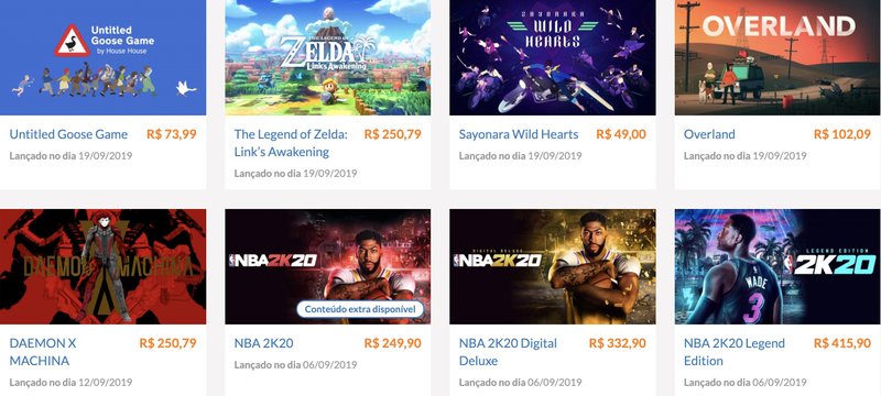 Loja online de jogos da Nintendo no Brasil.