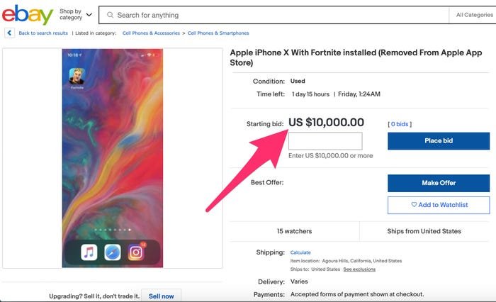 iPhone X é ofertado por preço astronômico no eBay