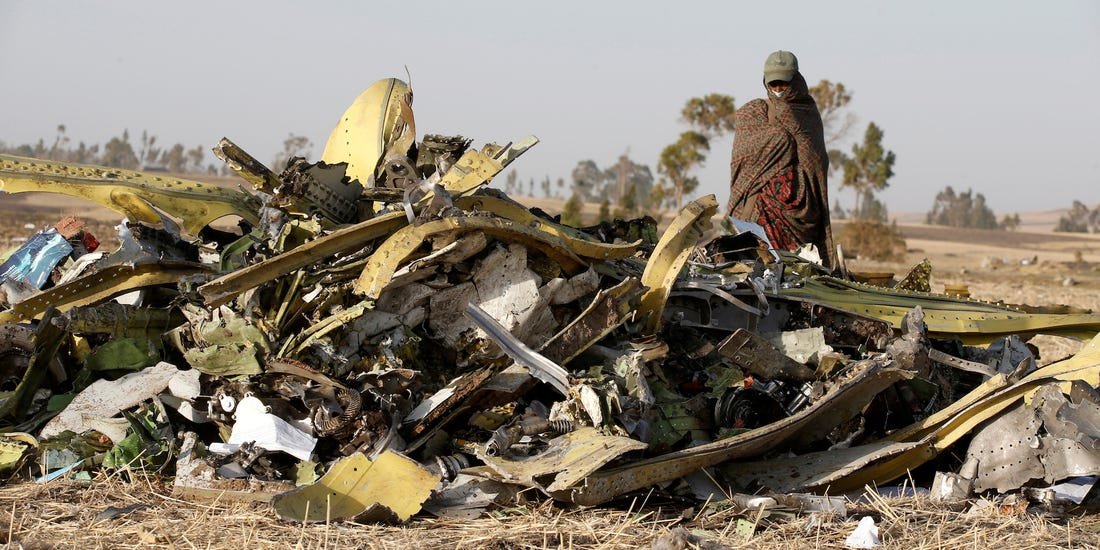 Destroços do 737 Max que caiu em 2019 na Indonésia.