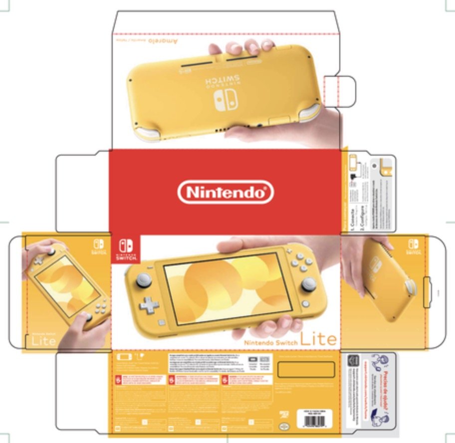 Caixa do Nintendo Switch Lite em português brasileiro em documentos de homologação.