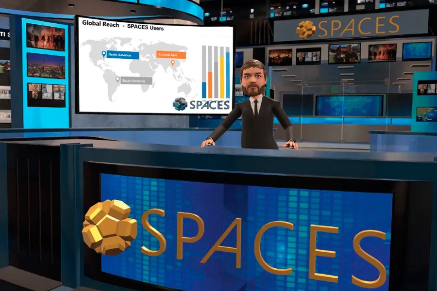 O app da Spaces permite criar avatares e ambientes virtuais para videoconferências