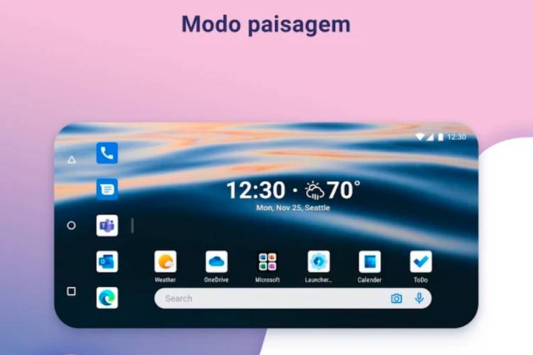 A interface se adapta quando o celular está na horizontal