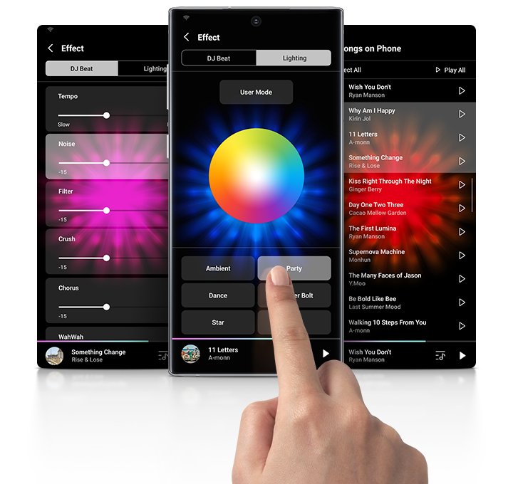 App Giga Party Audio permite configurar efeitos de som e iluminação.