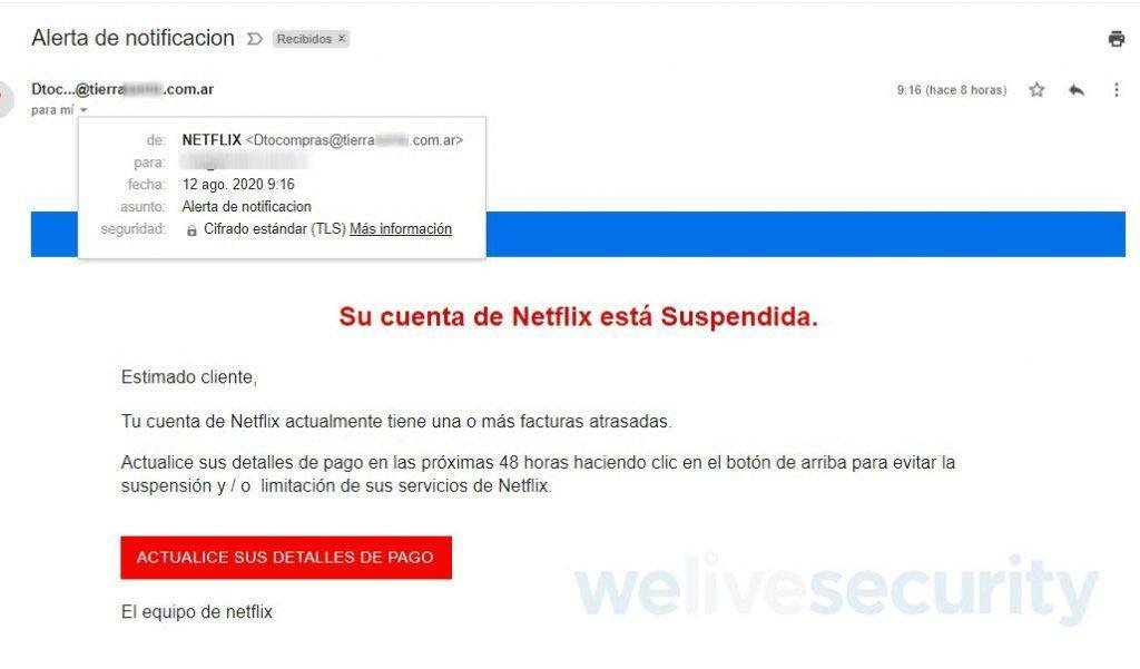 E-mail falso que utiliza o nome da Netflix para tentar roubar dados