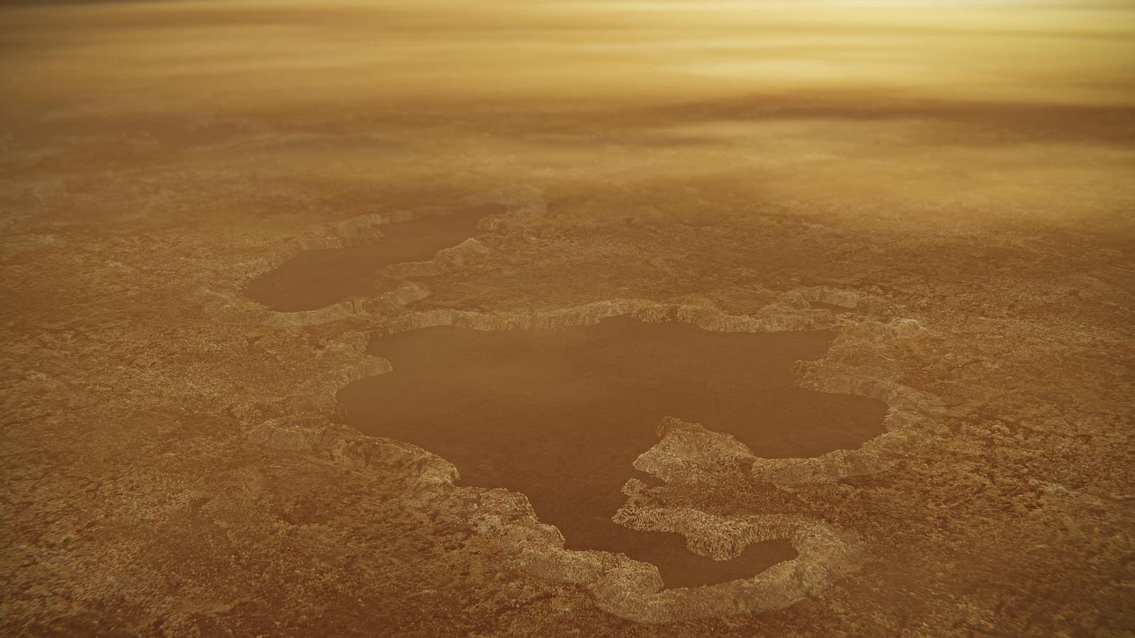 Representações dos lagos de Titã.