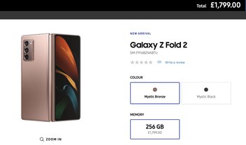 Galaxy Z Fold 2 custa 1.799 libras, mostra loja da Samsung