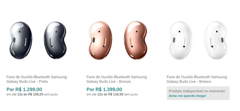 Preço Galaxy Buds Live Brasil