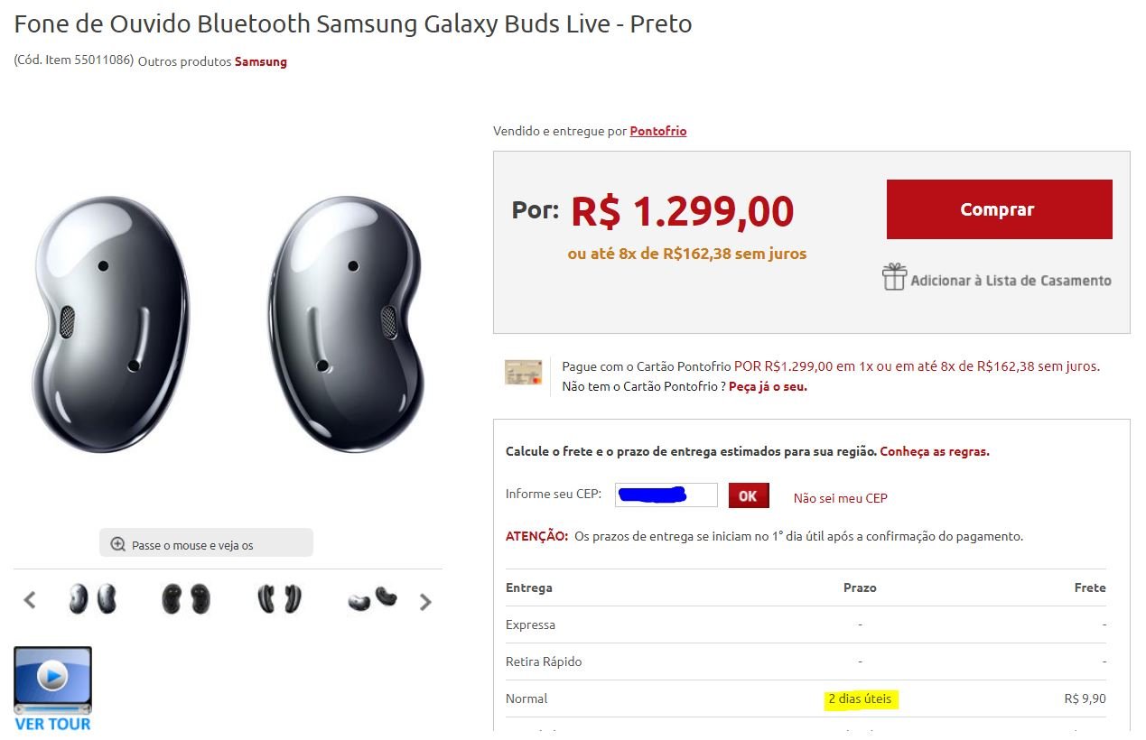 Preço Galaxy Buds Live Brasil