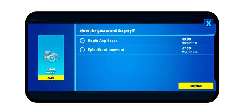 O motivo para Fortnite ser banido do iOS foi a adição de um meio de pagamento externo no game