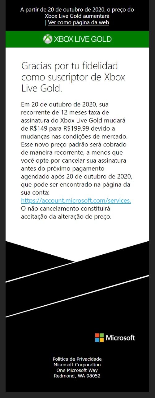 Xbox Live Gold e Game Pass têm aumento de preço no Brasil