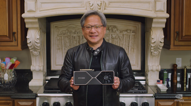 Jensen Huang, CEO da Nvidia, durante apresentação das GPUs RTX 30