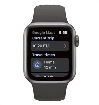 Google Maps para Apple Watch tem foco nas direções passo a passo e nos tempos estimados de chegada.