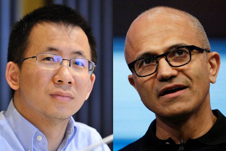 Zhang Yiming e Satya Nadella