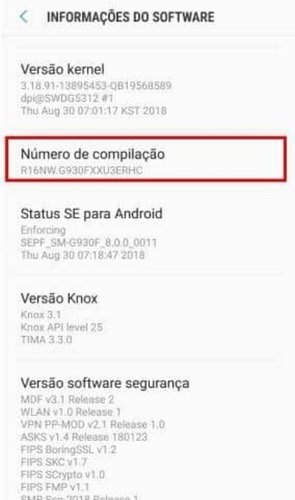 Ativando o modo desenvolvedor no Android.