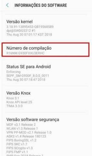 Ativando o modo desenvolvedor no Android.
