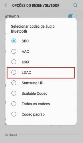 Ative a opção LDAC.