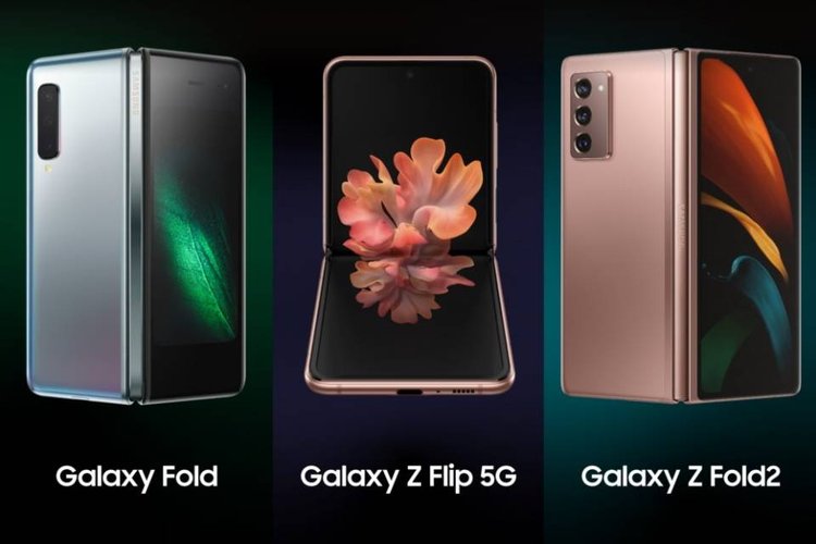 Infográfico da Samsung compara aparelhos dobráveis da linha Galaxy.