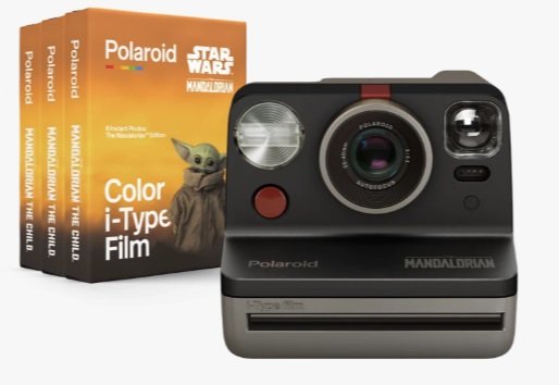 O pacote da câmera com os filmes personalizados.