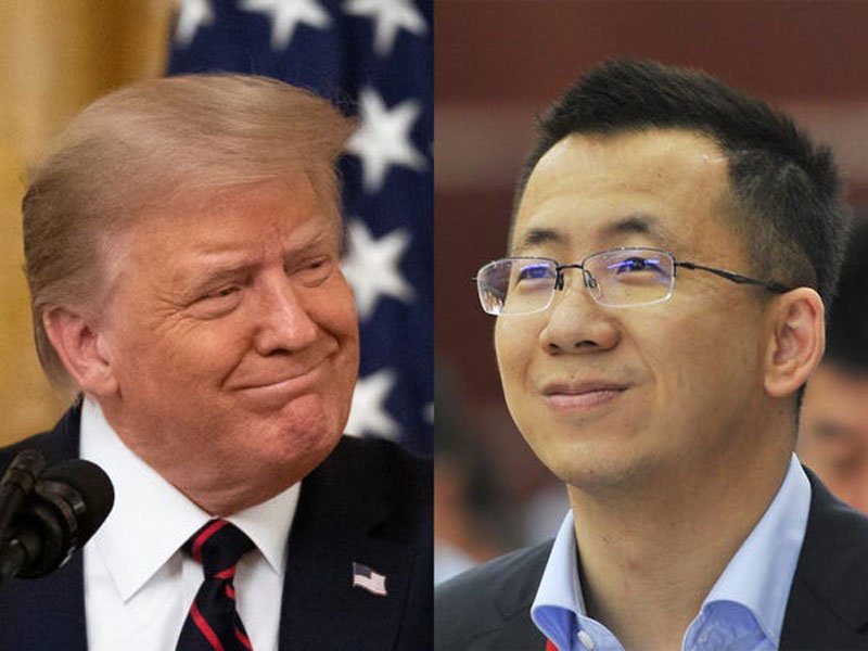 Donald Trump, presidente dos Estados Unidos, e Zhang Yiming, fundador da ByteDance