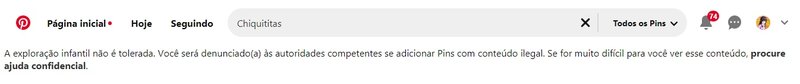 Pinterest alertava usuários sobre exploração infantil, quando termo "chiquititas" era pesquisado.