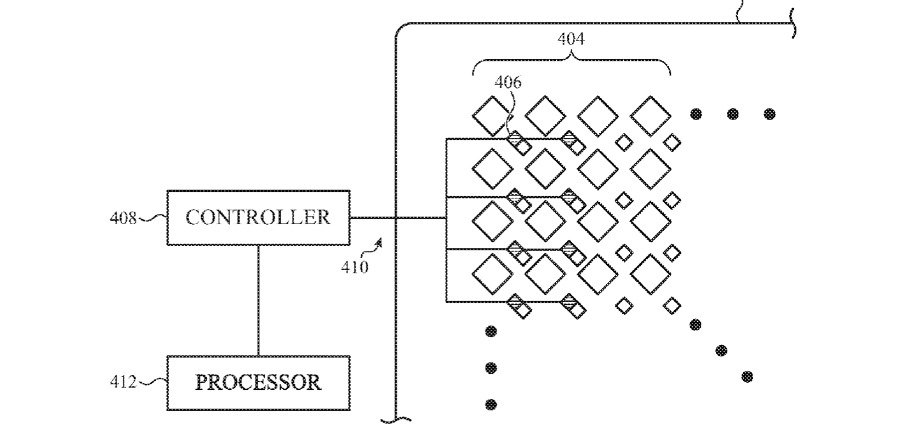 Patente sugere sistema de detecção de luz entre pixels da tela