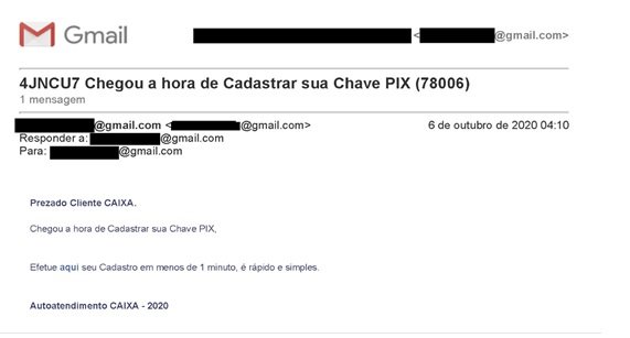 Um exemplo de email fraudulento sobre o tema.