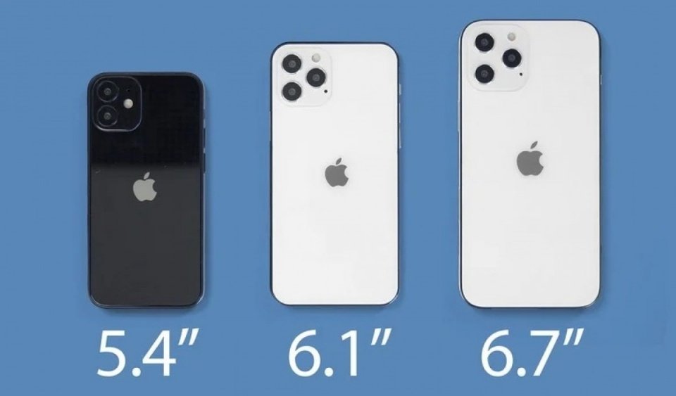 O iPhone 12 Mini, 12 Pro e 12 Pro Max, respectivamente.
