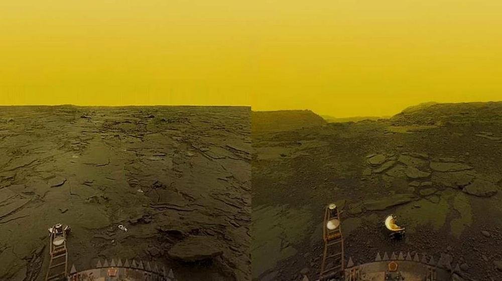 A superfície de Vênus, fotografada pela sonda russa Venera 14.