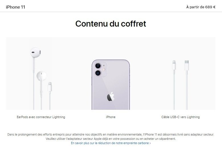 A Apple é obrigada a entregar fones de ouvidos com seus celulares, mas avisa que carregadores devem ser comprados separadamente.
