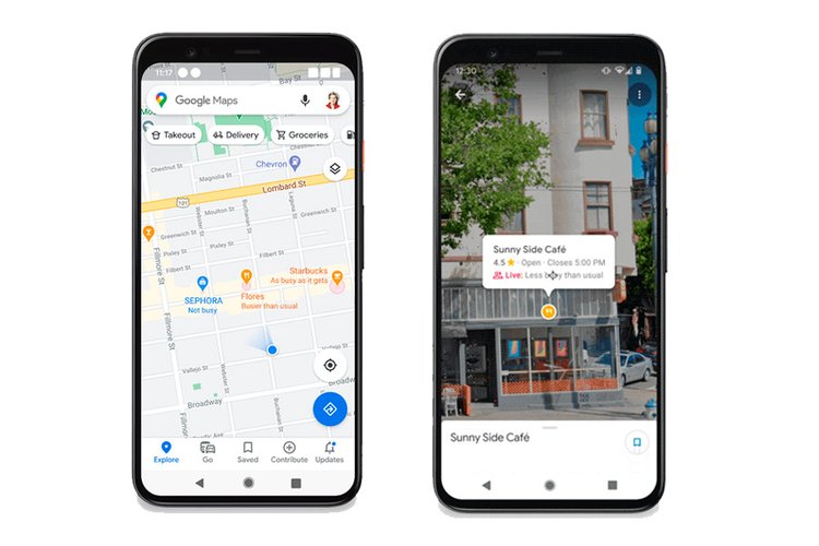 O nível de movimento será exibido no mapa e também no Live View, em realidade aumentada