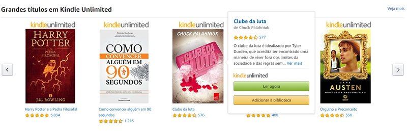 Com o serviço da Amazon é simples escolher um livro e iniciar a leitura.