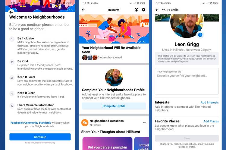 O Facebook pede que os usuários "sejam gentis" ao entrar em um grupo de vizinhos 