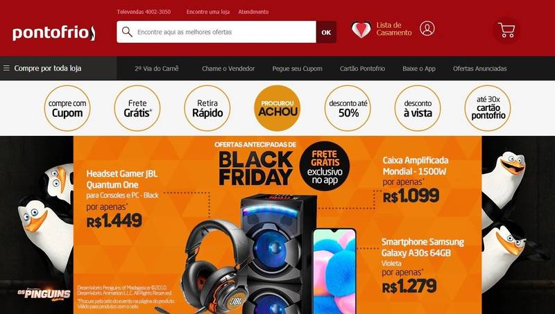 Os Pinguins são os garotos-propaganda da Black Friday Pontofrio antecipada