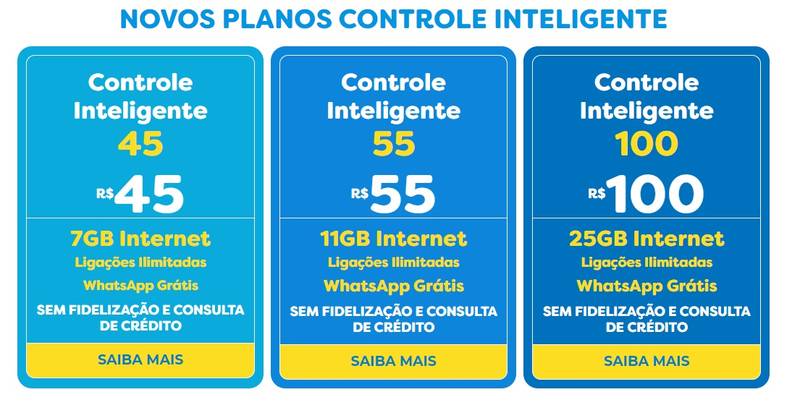 As novas alternativas de plano da operadora.
