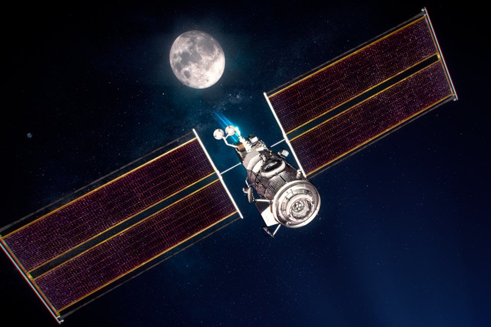 Imagem conceitual da estação que orbitará a Lua