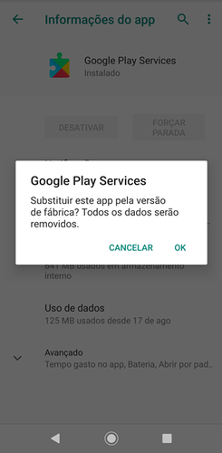 Remova a versão atual do app para reinstalar a versão atualizada.