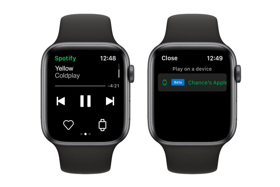 A opção de usar o Spotify diretamente no Apple Watch aparece como beta